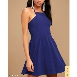 Lulus Call To Charms Royal Blue‎ Skater Dress MEDIUM